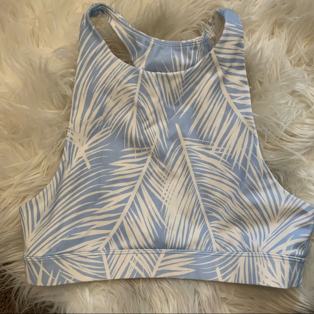 Spiritual gangster blue palms sports bra